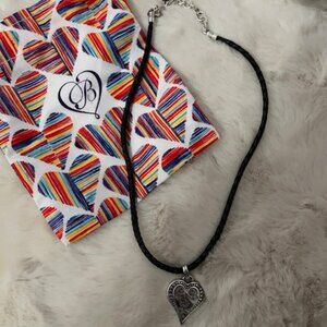 Brighton Heart Necklace on Braided Leather Chain